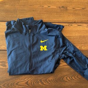 University of Michigan Nike Blue Quarter-Zip with Yellow Accents